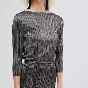 ASOS Warehouse Metallic Plisse Top